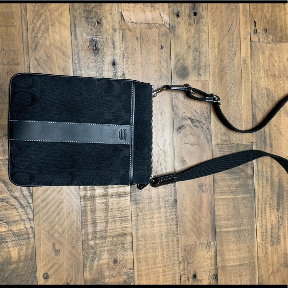 Coach Black Canvas/Leather Trim Cross Body Bag